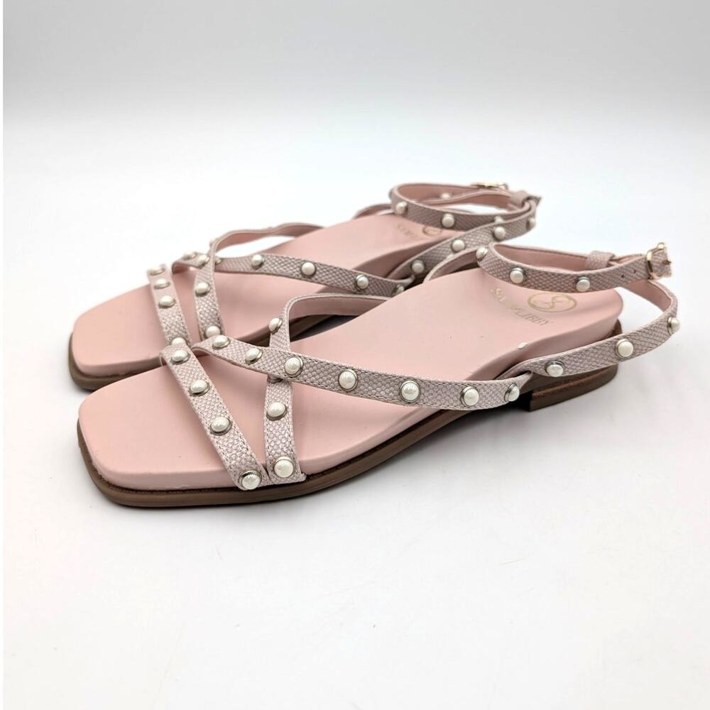 SAM & LIBBY Brandi Studded Gladiator Flat Sandals Women's Primrose Sz US6 EU36